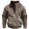 Sweats A Capuche Et Sweat-Shirts LITB | Homme Sweat Shirt Sweat-Shirt Quart De Fermeture Eclair Col Mao Bloc De Couleur Plein Sport & Loisir Du Quotidien Vacances Vetement De Rue Basique Decontractees Printemps & Automne Vetement Marron