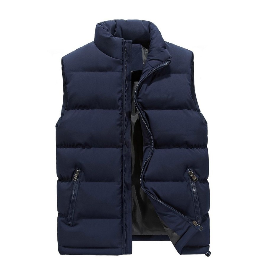 Vetements D'Exterieur Pour Hommes LITB | Homme Gilet Matelasse Matelasse Coton L Hiver Exterieur Chaud Coupe Vent Doublure Polaire Respirable Pardessus Veste Hiver Trench Ski Peche Escalade