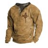 Sweats A Capuche Et Sweat-Shirts LITB | Homme Sweat Shirt Sweat Col Henley Graphic Chevaliers Templiers Croix Imprimer Sport & Loisir Casual Du Quotidien 3D Effet Grande Taille Basique Retro Vintage Design