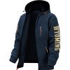 Sweats A Capuche Et Sweat-Shirts LITB | Ville Du Wyoming Hommes Graphique A Capuche Lettre Imprime Mode Quotidien Vetements D Exterieur Decontractes Zip Vacances Aller Streetwear Sweats A Capuche Bleu Fonce Longue Polaire Exterieure