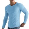 T-Shirts Et Debardeurs Pour Hommes LITB | Homme T Shirt Tee T-Shirt Chemise A Manches Longues Plein Bande De Fosse Col V Plein Air Vacances Manche Longue Tricot Vetement Tenue Mode Design Basique