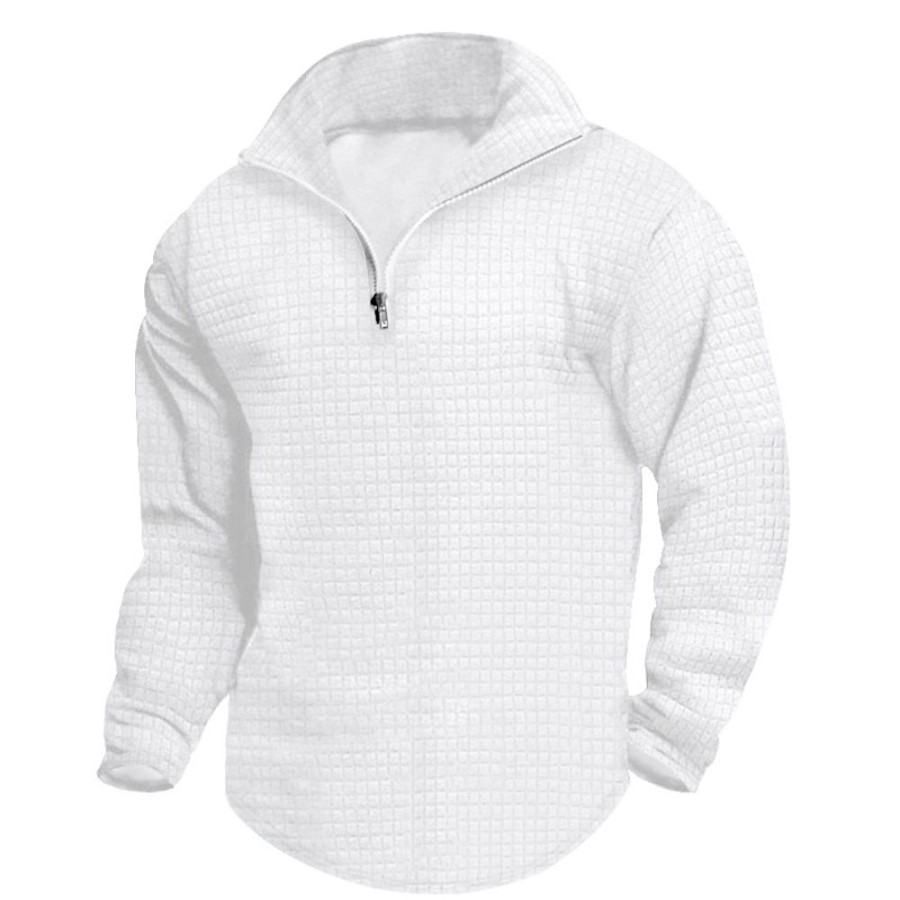 Sweats A Capuche Et Sweat-Shirts LITB | Homme Sweat Shirt Sweat-Shirt Quart De Fermeture Eclair Col Mao Plein Sport & Loisir Du Quotidien Vacances Vetement De Rue Basique Decontractees Printemps & Automne