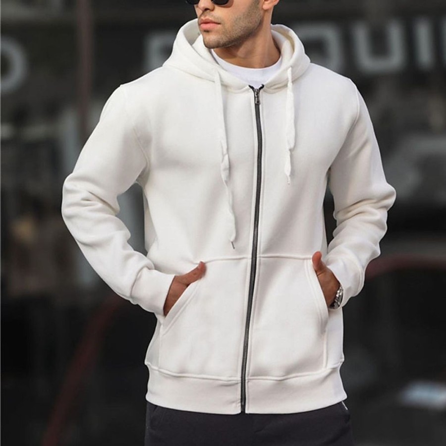 Sweats A Capuche Et Sweat-Shirts LITB | Homme Sweat A Capuche Sweat A Capuche Zippe Veste Capuche Plein Sport & Loisir Du Quotidien Vacances Vetement De Rue Frais Decontractees Printemps & Automne Vetement