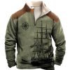 Sweats A Capuche Et Sweat-Shirts LITB | Graphic Bateau Homme Du Quotidien 3D Effet Sweat Shirt Vacances Sortie Vetement De Rue Sweats Manche Longue Quarter Zip Imprimer Toison Automne Hiver Designer Sweat A Capuche