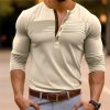 T-Shirts Et Debardeurs Pour Hommes LITB | Homme Chemise Henley Shirt T-Shirt Chemise A Manches Longues Plein Mince Plisse Henley Plein Air Vacances Manche Longue Vetement Tenue Mode Design Basique