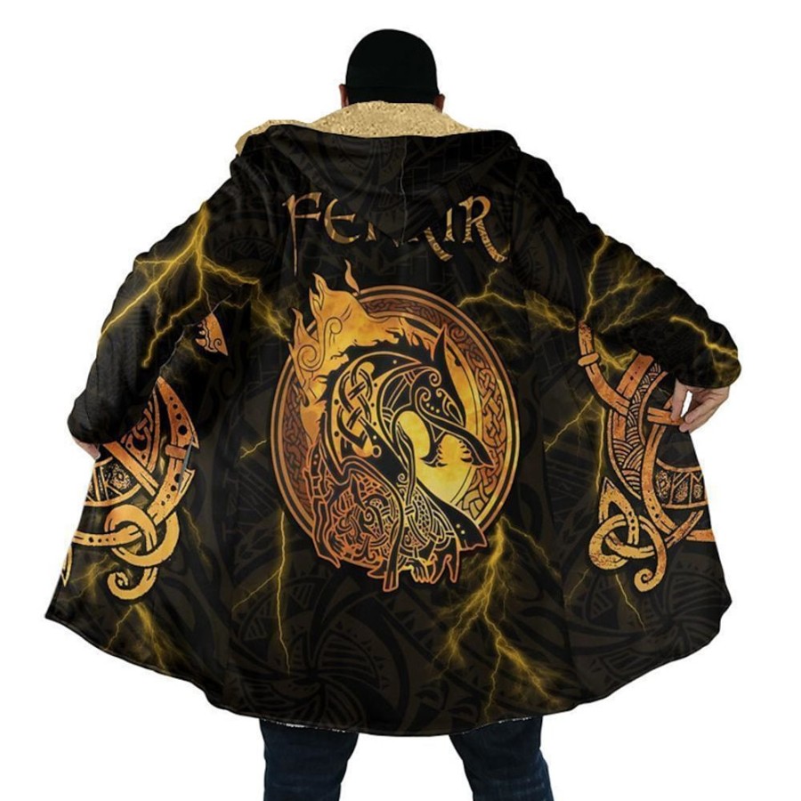 Vetements D'Exterieur Pour Hommes LITB | Dragon Totem Abstrait Gothique Homme Veste Polaire Manteau Veste A Capuche Usage Quotidien Sortie Automne Hiver Capuche Manche Longue S M L Polyester Veste