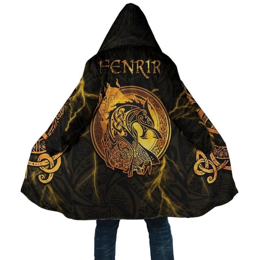 Vetements D'Exterieur Pour Hommes LITB | Dragon Totem Abstrait Gothique Homme Veste Polaire Manteau Veste A Capuche Usage Quotidien Sortie Automne Hiver Capuche Manche Longue S M L Polyester Veste