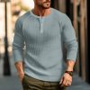 T-Shirts Et Debardeurs Pour Hommes LITB | Homme T Shirt Tee Chemise Henley Shirt T-Shirt En Tricot Gaufre T-Shirt Chemise A Manches Longues Plein Manches Raglan Henley Plein Air Vacances Manche Longue Vetement Tenue Mode Design Basique