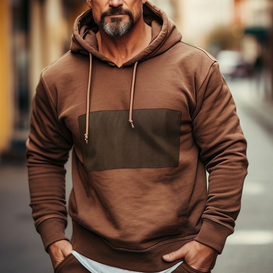 Sweats A Capuche Et Sweat-Shirts LITB | Homme Sweat A Capuche Capuche Bloc De Couleur Patchwork Zippe Poche Sport & Loisir Du Quotidien Vacances Vetement De Rue Frais Decontractees Printemps & Automne Vetement Tenue