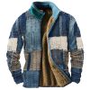 Sweats A Capuche Et Sweat-Shirts LITB | Graphic Mosaique Homme Du Quotidien Sweat Zippe Vacances Sortie Sweats Manche Longue Mao Toison Hiver Designer Sweat A Capuche Bleu