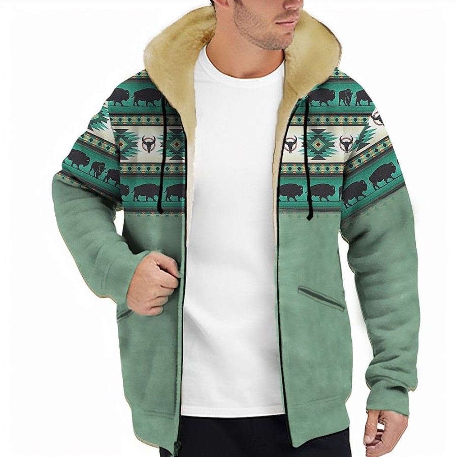 Sweats A Capuche Et Sweat-Shirts LITB | Tribal Imprimes Photos Homme Du Quotidien 3D Effet Sweat A Capuche Zippe Vacances Sortie Sweats A Capuche Manche Longue Capuche Toison Hiver Designer Sweat A Capuche