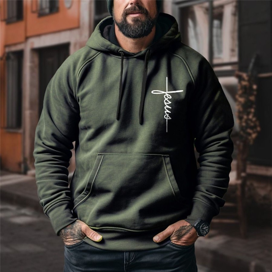 Sweats A Capuche Et Sweat-Shirts LITB | Graphic Foi Homme Du Quotidien Sweat A Capuche Vacances Sortie Sweats A Capuche Manche Longue Capuche Imprimer Patchwork Poche Printemps & Automne Designer Sweat A Capuche