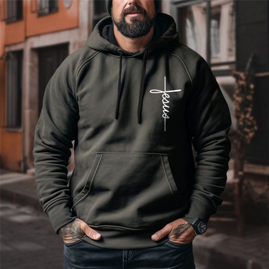 Sweats A Capuche Et Sweat-Shirts LITB | Graphic Foi Homme Du Quotidien Sweat A Capuche Vacances Sortie Sweats A Capuche Manche Longue Capuche Imprimer Patchwork Poche Printemps & Automne Designer Sweat A Capuche