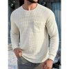 T-Shirts Et Debardeurs Pour Hommes LITB | Homme T Shirt Tee Chemise Gaufree T-Shirt Chemise A Manches Longues Plein Col Ras Du Cou Plein Air Vacances Manche Longue Poche Avant Vetement Tenue Mode Design Basique Kaki