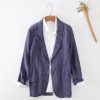 Boutique De Linge LITB | 100% Lin Homme Blazer En Lin Blazer Entreprise Robe Ceremonie Fete De Mariage Mode Decontractees Printemps & Automne Plein Poche Decontracte / Quotidien Boutonnage Simple Veste Bleu