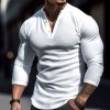 T-Shirts Et Debardeurs Pour Hommes LITB | Homme T Shirt Tee Chemise Henley Shirt T-Shirt Chemise A Manches Longues Plein Henley Plein Air Vacances Manche Longue Vetement Tenue Mode Design Basique