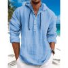 Chemises Pour Hommes LITB | Homme Chemise Chemise Lin Chemisette Chemise D Ete Chemise De Plage Manche Longue Plein Capuche Printemps Ete Casual Du Quotidien Vetement Tenue