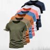 T-Shirts Et Debardeurs Pour Hommes LITB | Homme T Shirt Tee T-Shirt Plein Col Ras Du Cou Plein Air Vacances Manches Courtes Vetement Tenue Mode Design Basique