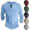 T-Shirts Et Debardeurs Pour Hommes LITB | Homme Chemise Henley Shirt Tee Chemise A Manches Longues Plein Henley Casual Vacances Manche Longue Bouton Bas Vetement Tenue Mode Design Confortable Essentiel