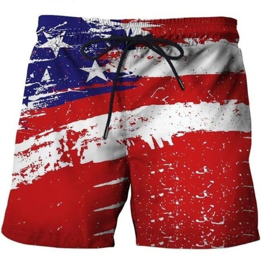 Bas Pour Hommes LITB | Homme Surf Boardshort Short De Bain Short De Bain Cordon Avec Doublure En Maille Taille Elastique Aigle Drapeau Americain Sechage Rapide Court Vacances Plage Hawaien Decontractees