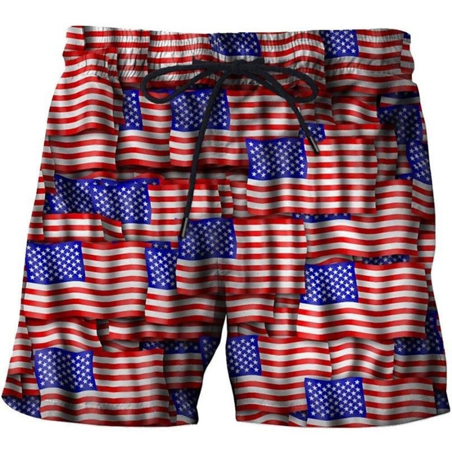 Bas Pour Hommes LITB | Homme Surf Boardshort Short De Bain Short De Bain Cordon Avec Doublure En Maille Taille Elastique Aigle Drapeau Americain Sechage Rapide Court Vacances Plage Hawaien Decontractees