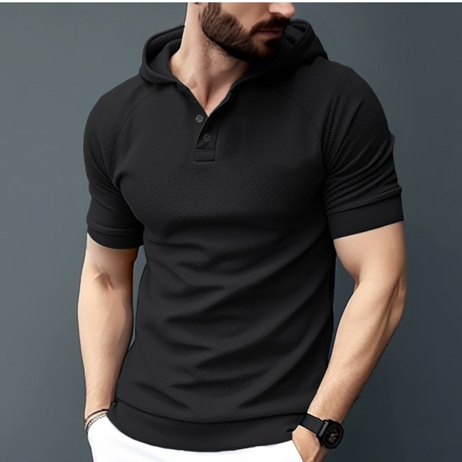 T-Shirts Et Debardeurs Pour Hommes LITB | Homme T Shirt Tee T-Shirt Plein Capuche Plein Air Vacances Manches Courtes Poche Avant Vetement Tenue Mode Design Basique