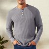 T-Shirts Et Debardeurs Pour Hommes LITB | Homme T Shirt Tee Chemise Henley Gaufree Chemise Henley Shirt T-Shirt Chemise A Manches Longues Plein Henley Plein Air Vacances Manche Longue Vetement Tenue Mode Design Basique