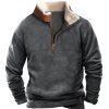 Sweats A Capuche Et Sweat-Shirts LITB | Homme Sweat Shirt Sweat-Shirt Quart De Fermeture Eclair Demi Fermeture Eclair Bloc De Couleur Sport & Loisir Du Quotidien Vacances Vetement De Rue Decontractees Polaire Fine Automne Hiver Gris Fonce