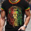 T-Shirts Et Debardeurs Pour Hommes LITB | Homme Unisexe T Shirt Tee Lion Imprimes Photos Col Ras Du Cou / Rouge Vert / 3D Effet Exterieur Plein Air Manche Courte Imprimer Vetement Tenue Retro Vintage Sportif Casual Grand Et