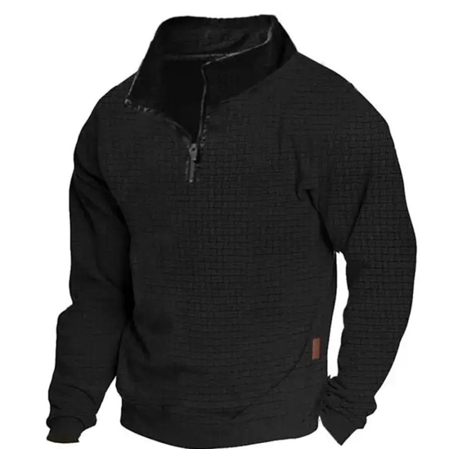 Sweats A Capuche Et Sweat-Shirts LITB | Homme Sweat Shirt Sweat-Shirt Quart De Fermeture Eclair Demi Fermeture Eclair Plein Sport & Loisir Du Quotidien Vacances Vetement De Rue Basique