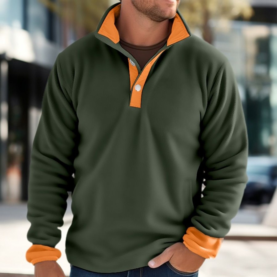 Sweats A Capuche Et Sweat-Shirts LITB | Homme Sweat Shirt Sweat-Shirt Quart De Fermeture Eclair Tactique Col Mao Bloc De Couleur Sport & Loisir Du Quotidien Vacances Vetement De Rue Basique Decontractees Automne Hiver