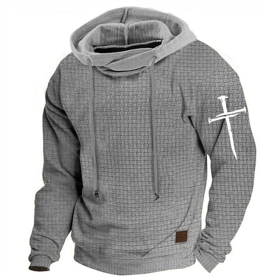 Sweats A Capuche Et Sweat-Shirts LITB | Graphic Croix Homme Mode Sweat A Capuche Sport Exterieur Vacances Sortie Sweat A Capuche Gaufre Manche Longue Capuche Imprimer Tricot Printemps & Automne Designer Sweat A Capuche