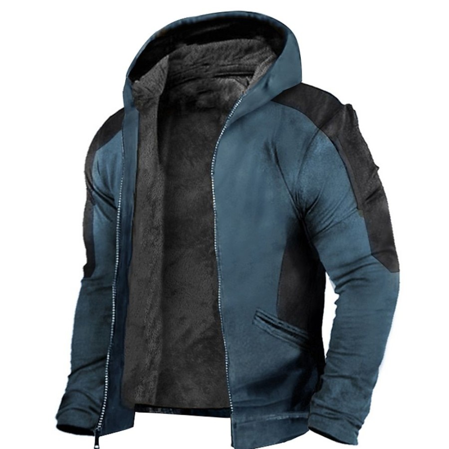 Sweats A Capuche Et Sweat-Shirts LITB | Homme Sweat A Capuche Zippe Veste Capuche Veste De Survetement Sherpa Flou Capuche Bloc De Couleur Sport & Loisir Du Quotidien Vacances Vetement De Rue Frais Decontractees