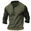 T-Shirts Et Debardeurs Pour Hommes LITB | Homme T Shirt Tee Chemise Henley Gaufree Chemise Henley Shirt T-Shirt Chemise A Manches Longues Bloc De Couleur Henley Plein Air Vacances Manche Longue Patchwork Vetement Tenue Mode Design Basique