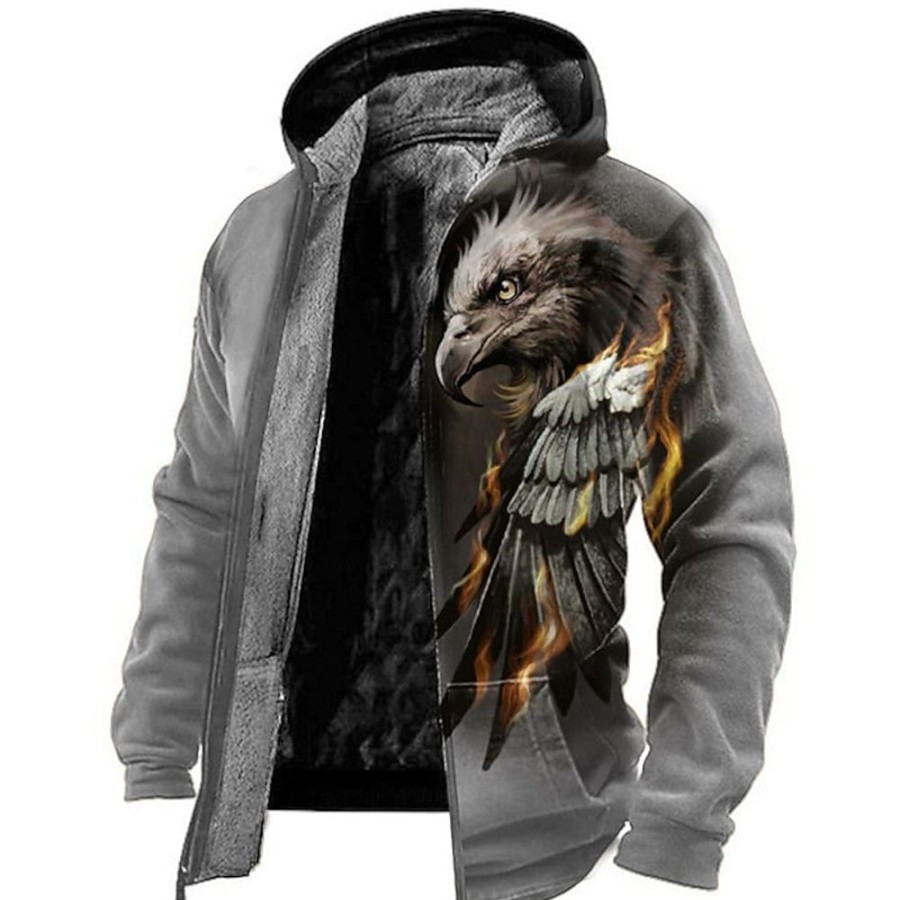 Sweats A Capuche Et Sweat-Shirts LITB | Animal Imprimes Photos Homme Du Quotidien 3D Effet Sweat A Capuche Zippe Vacances Sortie Sweats A Capuche Manche Longue Capuche Toison Hiver Designer Sweat A Capuche