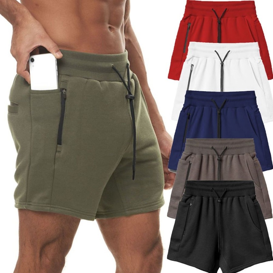 Bas Pour Hommes LITB | Short De Sport Pour Homme Short De Surf Short De Course Short D Entrainement Poche Cordon De Serrage Taille Elastique Plaine Confort Doux Court Sport Plein Air Decontracte Vacances Streetwear Elegant Vert Armee Micro-Elastique