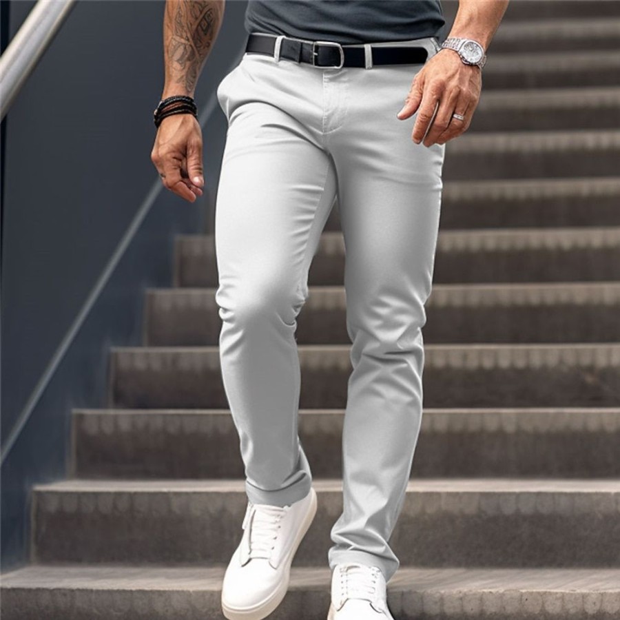 Bas Pour Hommes LITB | Homme Pantalon Chino Pantalon Ete Pantalons Decontractes Poche Avant Plein Confort Respirable Casual Du Quotidien Vacances Melange De Coton Mode Basique