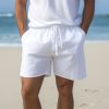 Bas Pour Hommes LITB | Homme Short Short En Lin Short D Ete Cordon Taille Elastique Jambe Droite Plein Confort Respirable Au Dessus Des Genoux Casual Du Quotidien Vacances Melange De Lin & Coton Mode Style Classique Blanche