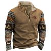 Sweats A Capuche Et Sweat-Shirts LITB | Sweat Col Montant Western Western Cowboy Zip Colorblock Pour Homme