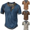 T-Shirts Et Debardeurs Pour Hommes LITB | Homme Chemise Henley Gaufree Tee Ecossais A Carreaux Henley Exterieur Casual Manche Courte Bouton Vetement Tenue Mode Design Confortable