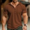 T-Shirts Et Debardeurs Pour Hommes LITB | Homme Chemise Henley Shirt T-Shirt Plein Capuche Plein Air Vacances Manches Courtes Vetement Tenue Mode Design Basique