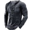 T-Shirts Et Debardeurs Pour Hommes LITB | Homme T Shirt Tee Chemise A Manches Longues Couleur Unie Col V Exterieur Plein Air Manche Longue Lacet Vetement Tenue Mode Vetement De Rue Design Basique