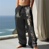 Boutique De Linge LITB | Homme Pantalon En Lin Pantalon Pantalon Ete Pantalon De Plage Cordon Taille Elastique Impression 3D Bloc De Couleur Imprimes Photos Confort Casual Du Quotidien Vacances 20% Lin Style Ethnique Retro