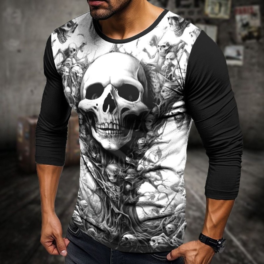 T-Shirts Et Debardeurs Pour Hommes LITB | Graphic Cranes Mode Design Decontractees Homme 3D Effet T Shirt Tee Sport Exterieur Vacances Sortie T-Shirt Manche Longue Col Ras Du Cou Chemise Printemps & Automne