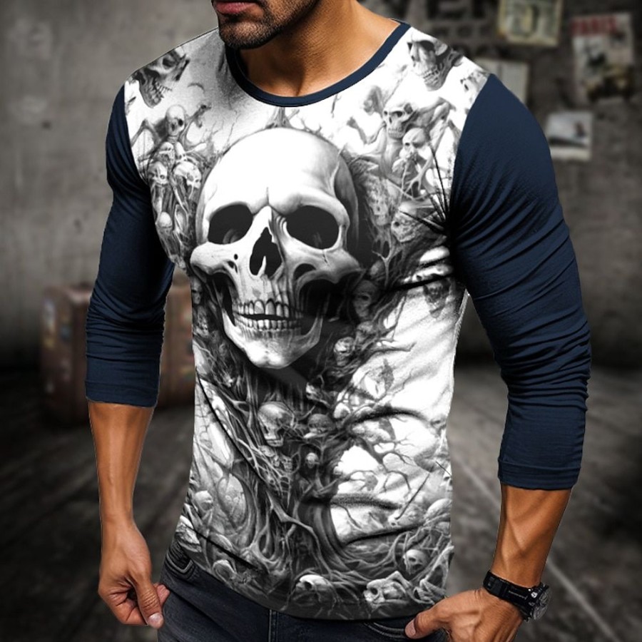 T-Shirts Et Debardeurs Pour Hommes LITB | Graphic Cranes Mode Design Decontractees Homme 3D Effet T Shirt Tee Sport Exterieur Vacances Sortie T-Shirt Manche Longue Col Ras Du Cou Chemise Printemps & Automne