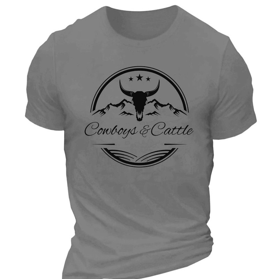 T-Shirts Et Debardeurs Pour Hommes LITB | Cowboy T Shirt Tee Homme Graphique Melange De Coton Chemise Sportif Classique Chemise Manche Courte T-Shirt Confortable Sport Exterieur Vacances Ete Vetements De Createurs