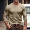 T-Shirts Et Debardeurs Pour Hommes LITB | Homme T Shirt Tee Chemise Gaufree T-Shirt Chemise A Manches Longues Plein Col Ras Du Cou Plein Air Vacances Manche Longue Vetement Tenue Mode Design Basique