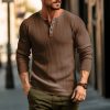 T-Shirts Et Debardeurs Pour Hommes LITB | Homme T Shirt Tee Chemise Henley Shirt T-Shirt Chemise A Manches Longues Plein Henley Plein Air Vacances Manche Longue Vetement Tenue Mode Design Basique