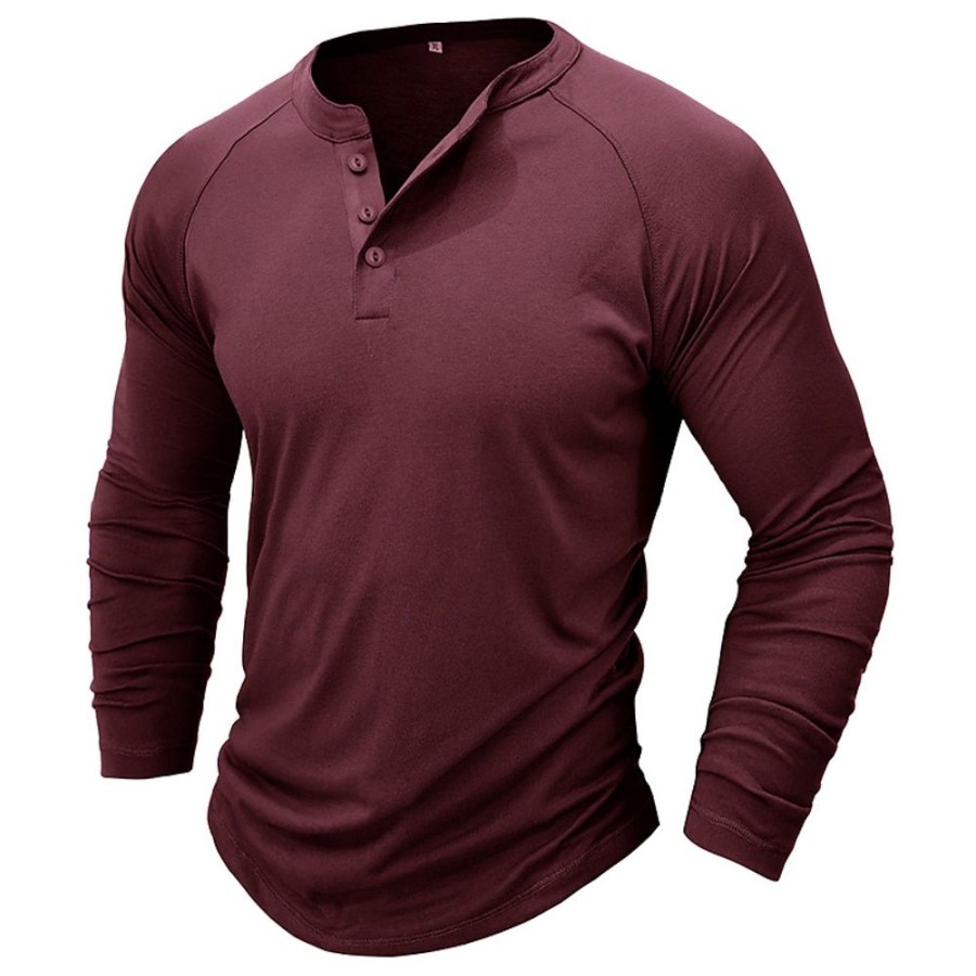 T-Shirts Et Debardeurs Pour Hommes LITB | Homme T Shirt Tee Chemise Henley Shirt T-Shirt Chemise A Manches Longues Plein Henley Plein Air Vacances Manche Longue Vetement Tenue Mode Design Basique