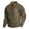 T-Shirts Et Debardeurs Pour Hommes LITB | Homme T Shirt Tee Chemise Henley Shirt T-Shirt A Col En Tricot Cotele Pour Homme T-Shirt Chemise A Manches Longues Bloc De Couleur Bande De Fosse Drapeau National Henley Plein Air Vacances Manche Marron